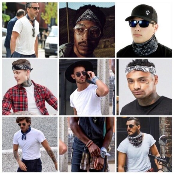 Bandanas Pack of 5 Black Paisley Classic Style Unisex Hair Wrist Accessory Biker - Picture 15 of 15